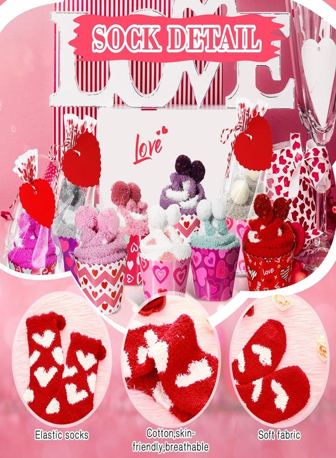 ShinyMatch 12 Pair Valentine's Day Cupcake Socks Fuzzy Socks Gift with Cupcake Card Cute DIY Present for Women Men(Classic) - Image 3